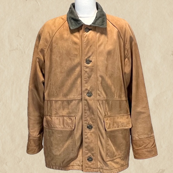 VINTAGE 80s barn jacket chore coat men’s leather flannel plaid field utility 90s - Picture 1 of 16
